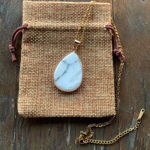 Genuine Howlite Drop Pendant Howlite Necklace Minimalist Crystal Necklace